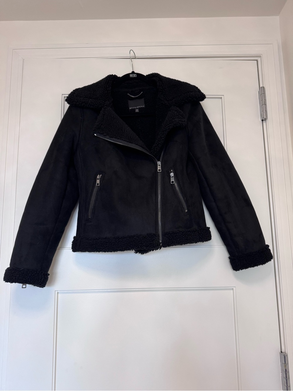 Banana Republic Black Faux Shearling Moto Jacket - Women